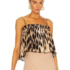 Ganni Pleated Georgette Top SZ 34 (US 2) Leopard